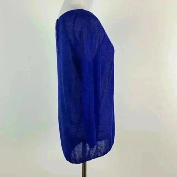 Cynthia Rowley sweater sz M 55% linen blue knit - Picture 4 of 9